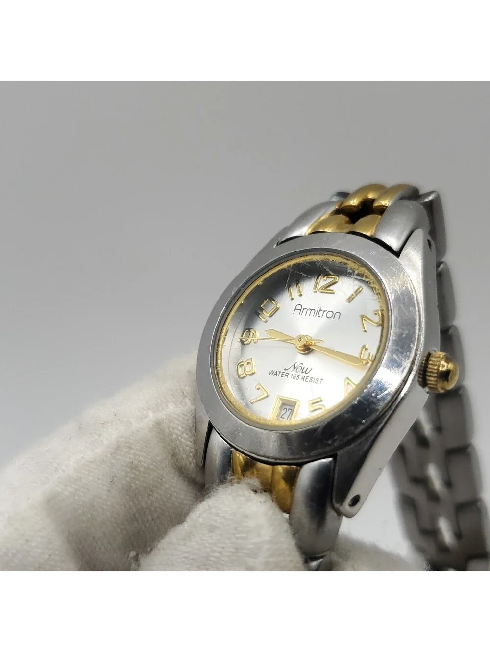 Armitron Now Quartz Two-Tone Womens Watch 24mm Silver Date Dial New Battery